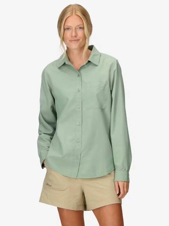 Marmot Womens Airexchange Long Sleeve Shirt In Agate Green