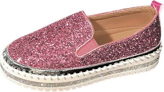 Generic Womens Slippers with Glitter Breathable Casual Shoes One Colour Slip-On Sneakers Soft Hiking Shoes Flat Loafer Travel-friendly Summer Shoes Barefoot S