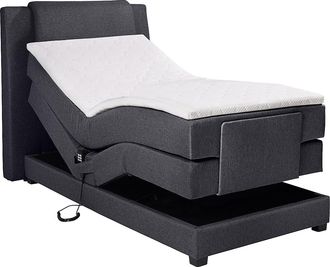 Vente-Unique Pack boxspring cabecero + somieres articulados el&eacute;ctricos + colchones + cubrecolch&oacute;n CASTEL de PALACIO - 100x200cm - Tela antracita