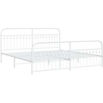 vidaXL Estructura Cama Sin Colch&oacute;n Con Estribo Metal Blanco 193x203 Cm Vidaxl