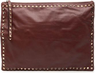 Valentino Pre-owned Valentino Large Leather Rockstud Clutch EFH11SUJ9TMNEFFR