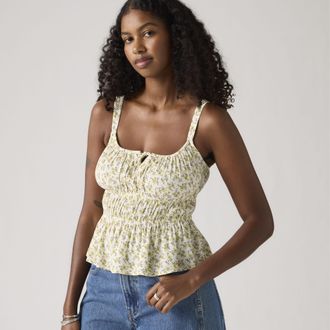 Levi's Ambrey Blouse - Womens - M - Yellow / Giselle Floral Cloud Dancer Viscose