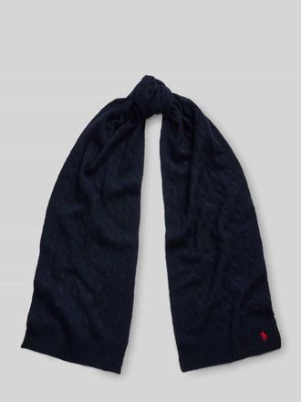 Polo Ralph Lauren Schal aus Schurwoll-Kaschmir-Mix mit Logo-Stitching in Marine, Gr&ouml;&szlig;e 1