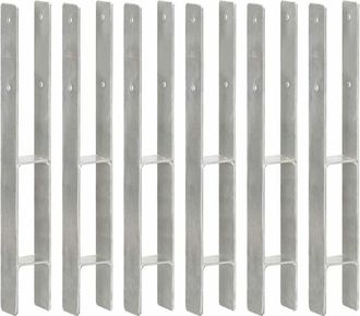 vidaXL Vidaxl - Anclajes De Valla 6 Uds Acero Galvanizado Plateado 7x6x60 Cm