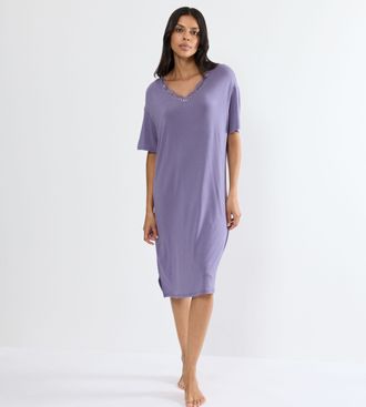 Triumph Nachthemd TRIUMPH Timeless Sensuality NDK SSL X, Damen, Gr. 36, N-Gr, lila, Single Jersey, Obermaterial: 95% Modal, 5% Elasthan, Kleider Nachthemd, at