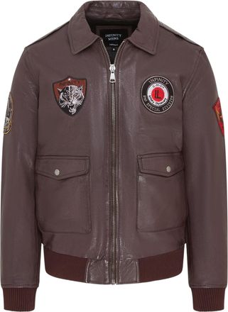 Infinity Leather Mens Brown Leather Bomber G-1 Aviator Collar Jacket - Maverick