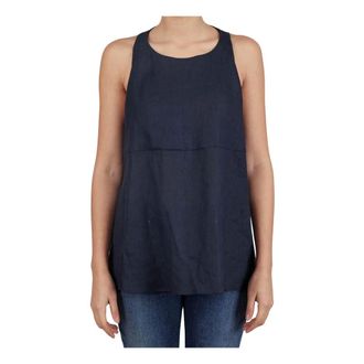 Kiton Sleeveless Tops, female, Blue, Size: S Shirts Regular Solid 100% Handmade