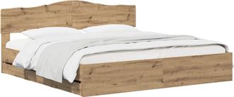 vidaXL Bed Frame With Storage And Headboard Artisan Oak 180 X 200 Cm Vidaxl