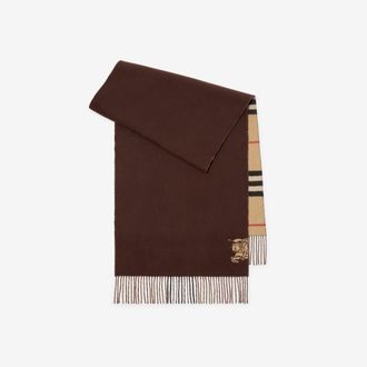 Burberry Wide Reversible Check Cashmere Scarf