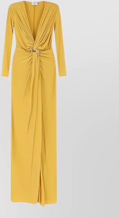 Elisabetta Franchi draped v-neck long-sleeve maxi dress