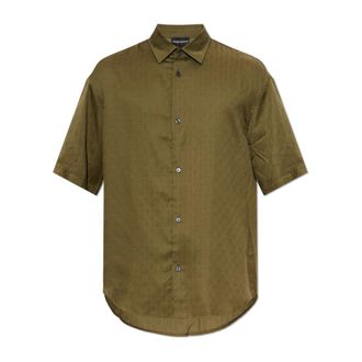 Emporio Armani Monogram Shirt - Heren - Korte mouwen Overhemden - Groen - M - Overhemden