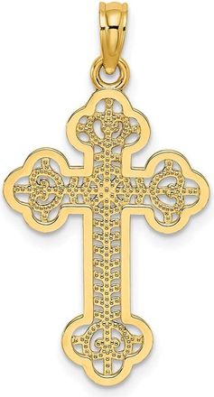Diamond2Deal 14k Yellow Gold Lacey Center Budded Cross Charm Pendant