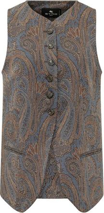 Etro Paisley Jacquard Gilet - Dames - Bodywarmers - Grijs - M - Katoen - Jassen