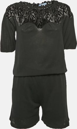 Blumarine Black Lace Trim Jersey Playsuit