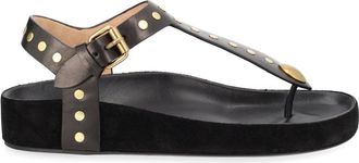 Isabel Marant Black Enore Leather Gold-Studded Sandals