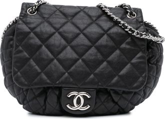 Chanel Pre-owned Womens Quilted Lambskin Leather Crossbody - Black - One Size