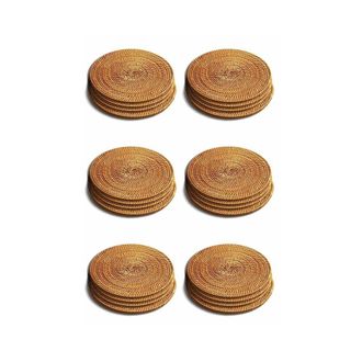 OEM Juego De 24 Piezas De Tapetes De Rat&aacute;n Para Placas Calefactoras, Aislantes, Soportes Para Ollas Duraderos Para Mesa, Tapetes Resistentes Al Calor Para