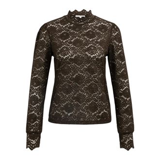 YaYa Top de encaje con cuello alto - Tops - Mujer - Marr&oacute;n - XS