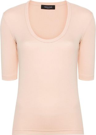 Fabiana Filippi beaded-trim stretch-cotton top - women - Cotton/Elastane - 40 - Pink