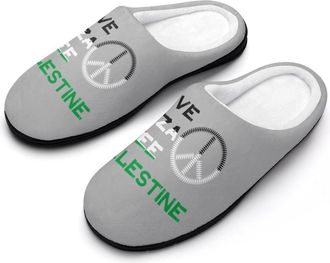 Generic Save Gaza Free Palestine Slippers Men Winter Warm Cotton Anti-Slip Indoor Slip-Ons House Shoes