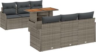 vidaXL Garden Sofa Set with Storage 7 pcs Grey Poly rattan vidaXL
