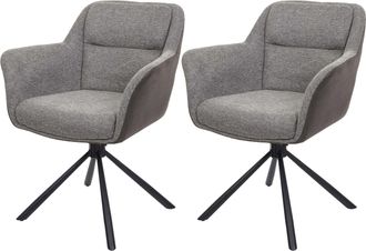 Hhg Hhg - Non Utilizzato] Set 2x Sedie Con Seduta Girevole Braccioli 659 Tessuto Ecopelle Grigio Grigio Scuro