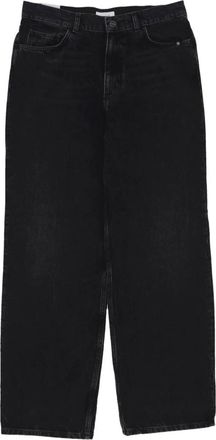 Amish Zwarte Denim Hoge Taille Wijde Pijp Jeans - Heren - Loose Fit Jeans - Zwart - W27 - Denim - Jeans