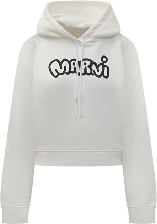 Marni White Logo Hood Sweatshirt