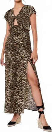 Oasis Tiger Print Slit Maxi Dress In Beige