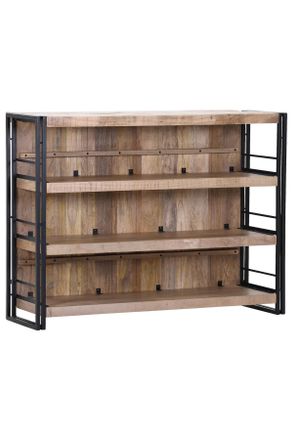 Landscape BAR, Naturfarben, Schwarz, Holz, Mangoholz, massiv, 3 F&auml;cher, 140x105x52 cm, Beim&ouml;bel erh&auml;ltlich, Esszimmer, Barm&ouml;bel, Barschr&auml;nke & Theken