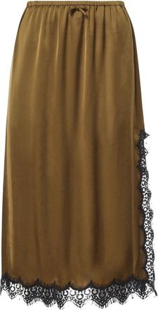 ottod'Ame Falda midi de sat&eacute;n con abertura - Skirts - Mujer - Verde - S