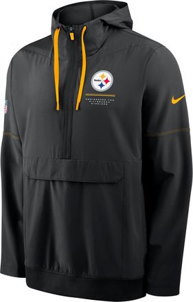 Nike Pittsburgh Steelers Sideline Anorak Nike Mens NFL 1/2-Zip Hooded Jacket in Black | 03AT057Y7L-EKU