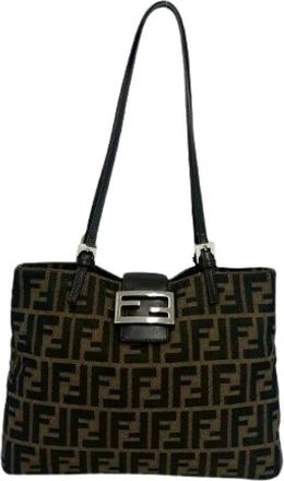 Fendi Pre-owned Zucca Canvas Leather Shoulder Bag - Dames - Vintage Schoudertas - Bruin - ONE Size - Leer - Vintage