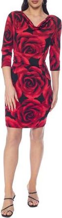 Tash And Sophie Rose Print Body-Con Dress in Black Red at Nordstrom Rack, Size X-Large