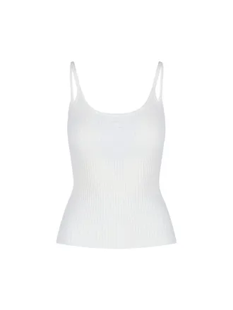 Courr&egrave;ges Tank Top, In White Fabric, Ribbed Workmanship