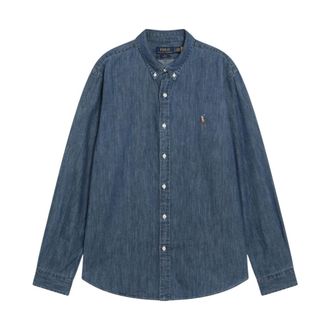 Polo Ralph Lauren Overhemden, Heren, Blauw, L, Denim, Slim Fit Denim Sport Shirt