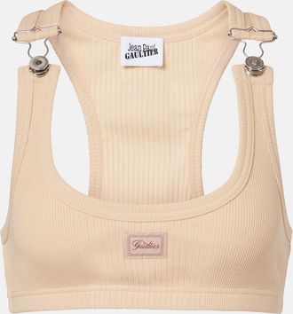 Jean Paul Gaultier Ribbed-knit cotton bra top