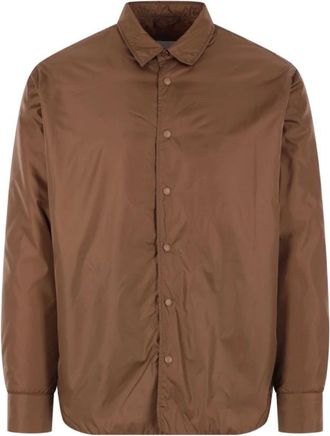 Aspesi Light Jackets, male, Brown, Size: XL Nylon Overshirt with Padding