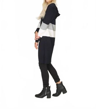 Papillon Hooded Color Blocked Textured Sweater In Navy