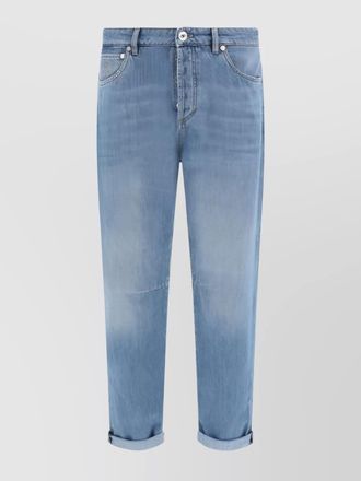 Brunello Cucinelli straight fit cotton jeans with turned-up hem