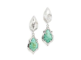 Kendra Scott Adriana Scallop Frame Huggie Womens Earrings Earring Silver Sea Green Chrysocolla, Brass