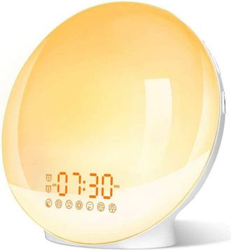 OEM R&eacute;veil Lumi&egrave;re - Simulateur Aube Cr&eacute;puscule - Radio Fm - 7 Sons Nature - 2 Alarmes - Veilleuse Led 7 Couleurs 20 Niveaux - Lampe Chevet
