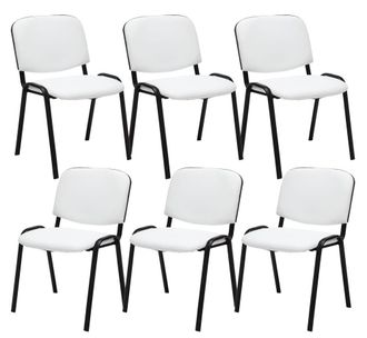 Clp Clp - Set 6 Sillas De Conferencia Ken En Cuero Pu Blanco