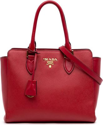 Prada Pre-owned Prada Soft Calf Trimmed Saffiano Convertible Tote Ladies JKE9WY2LSW7QXSUE