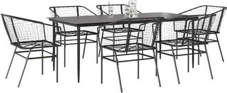 vidaXL Juego De Comedor Jard&iacute;n 7 Piezas Rat&aacute;n Sint&eacute;tico Negro Vidaxl
