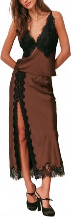 LoveShackFancy Calder Skirt In Chocolate Brown