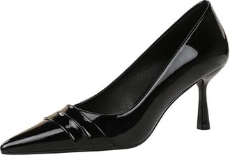 Generic Women Pointed Toe Stiletto Sexy Pumps 6.5CM Patent Leather Wedding Evening Party (Black,5.5)