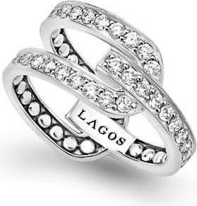 Lagos Caviar Spark Linear Diamond Ring in Silver at Nordstrom, Size 8