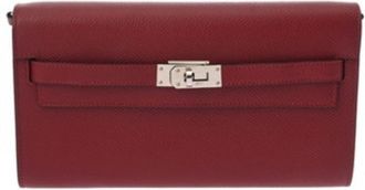 Hermès Kelly Rouge Grenat Epsom Leather Long Wallet (Bi-Fold) (Pre-Owned)