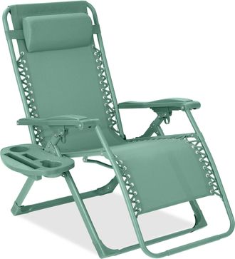 Best Choice Products Monochromatic Zero Gravity Chair, Folding Patio Recliner w/Side Tray, Headrest